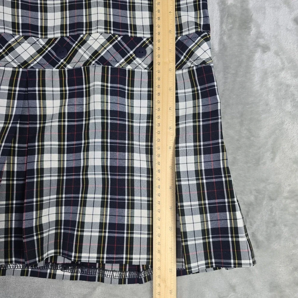 Dennis Uniforms Girls Size‎ G3 Dress Blue Green White Plaid V-Neck Pleated